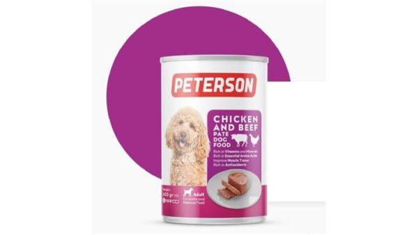 کنسرو سگ پته با طعم مرغ و گوشت قرمز 400 گرمی پترسون